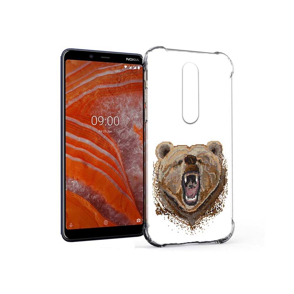 

Чехол MyPads Tocco для Nokia 3.1 Plus пиксельный медведь (PT121397.96.539), Прозрачный, Tocco