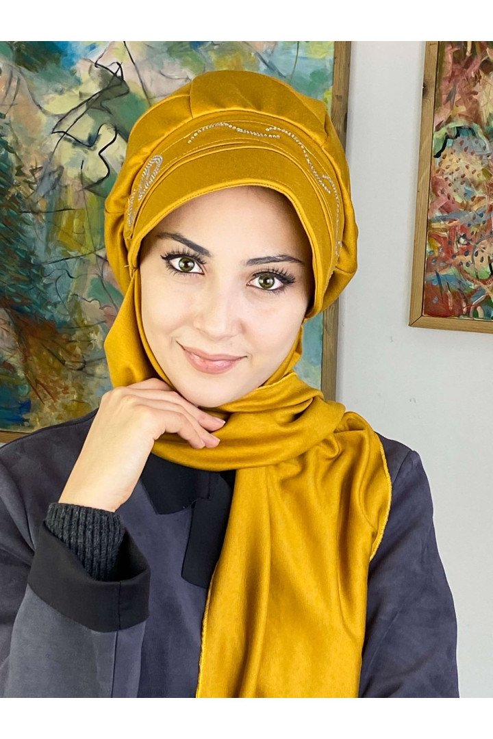 

Тюрбан женский Butik Ambar 6-TSSAP-27OCK желтый, 3-TSSAP-27OCK