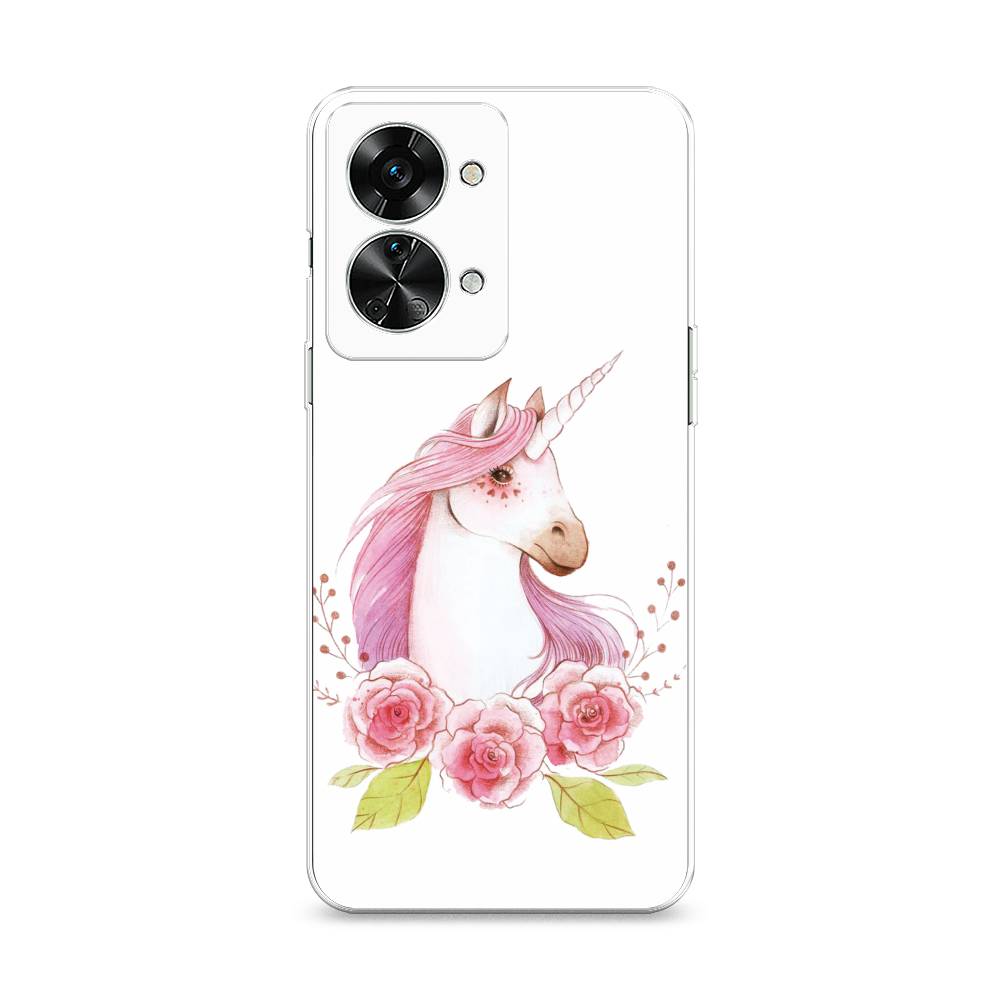 

Чехол на OnePlus Nord 2T "Единорог цветы", Белый;розовый;серый, 153250-1