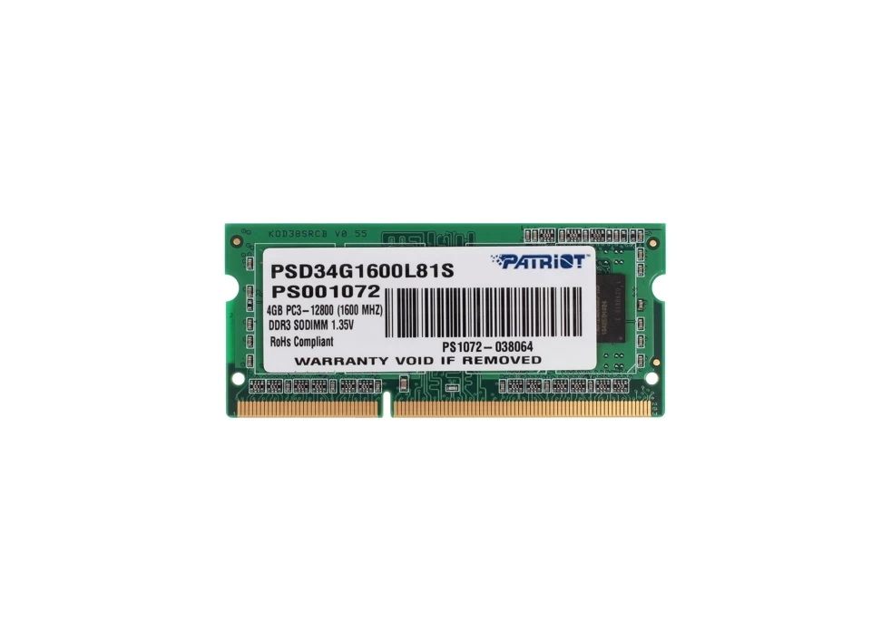 

Оперативная память Patriot 4Gb DDR-III 1600MHz SO-DIMM (PSD34G1600L81S), PSD34G1600L81S