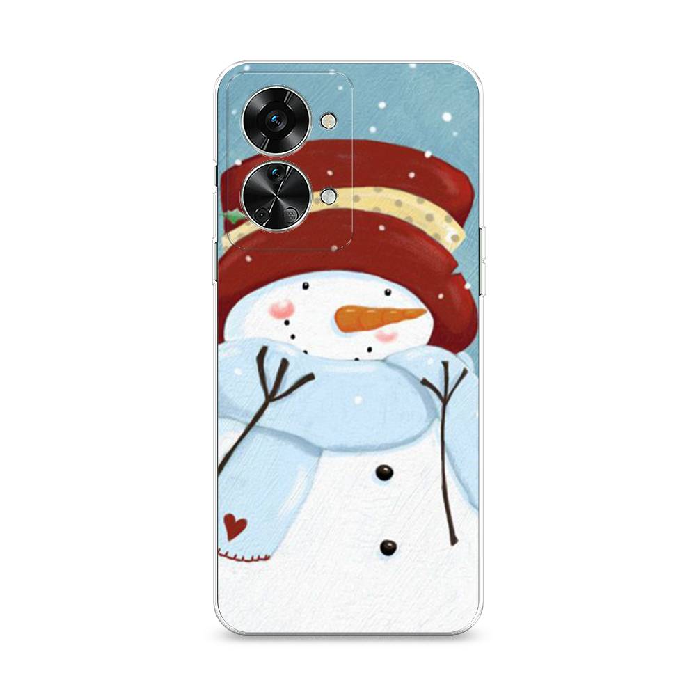 

Чехол на OnePlus Nord 2T "Застенчивый снеговик", Голубой;белый;красный, 153250-5