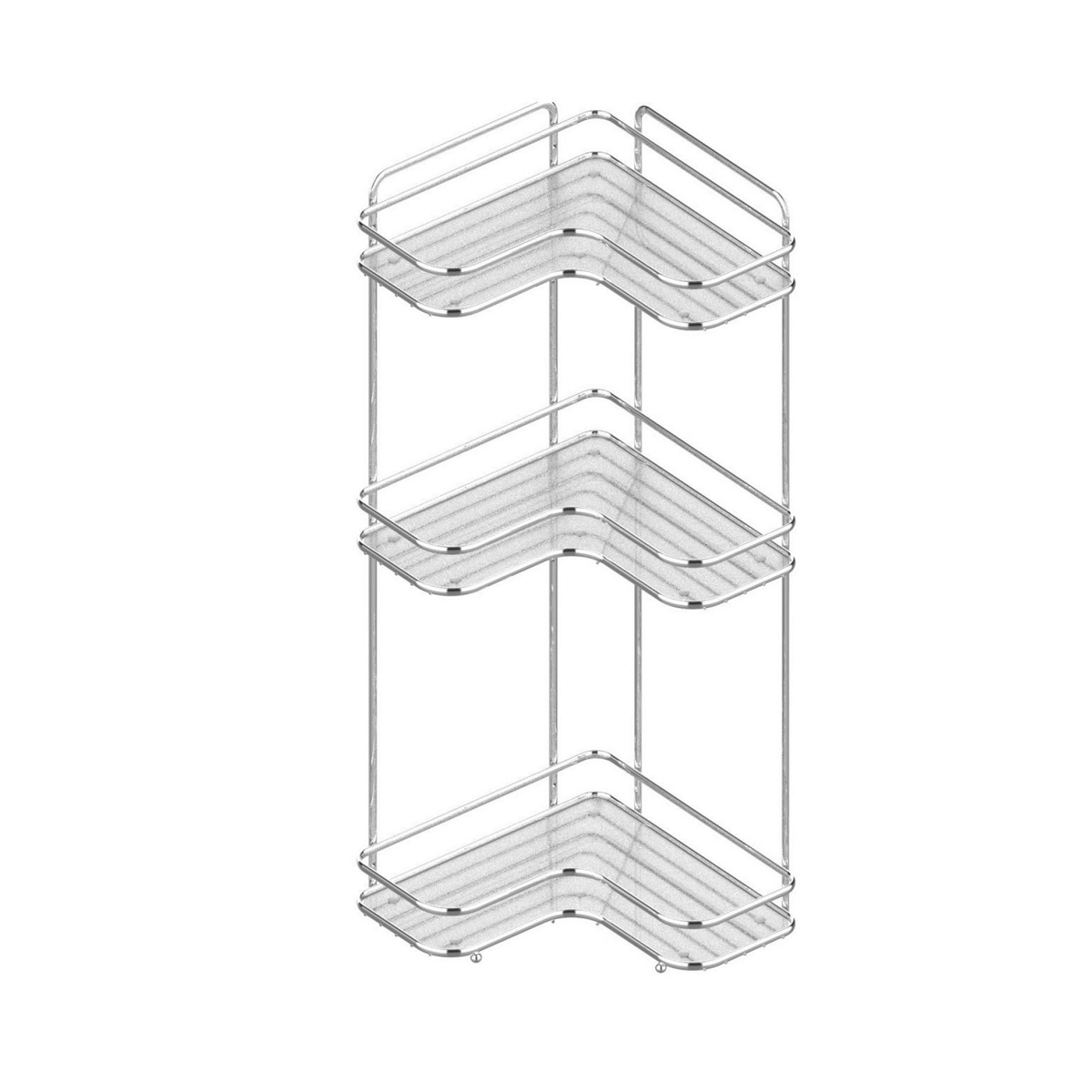 фото Полка для ванной угловая swensa премиум 3-х ярусная 27 x 27 x 70,2 см хром