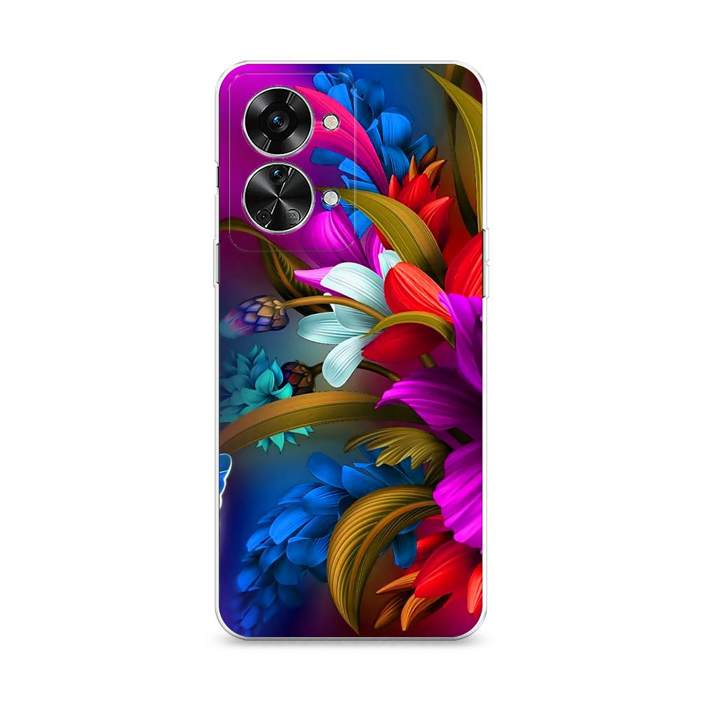 

Чехол на OnePlus Nord 2T "Фантастические цветы", Фиолетовый;красный;синий, 153250-2