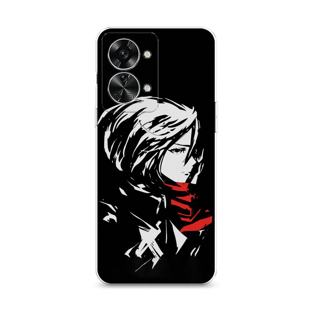 

Чехол на OnePlus Nord 2T "Микаса минимализм", Черный;серый;красный, 153250-4