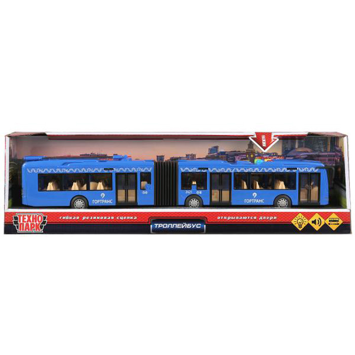 

Игрушечная машинка Технопарк Троллейбус TROL-45PL-BU, Синий, троллейбус