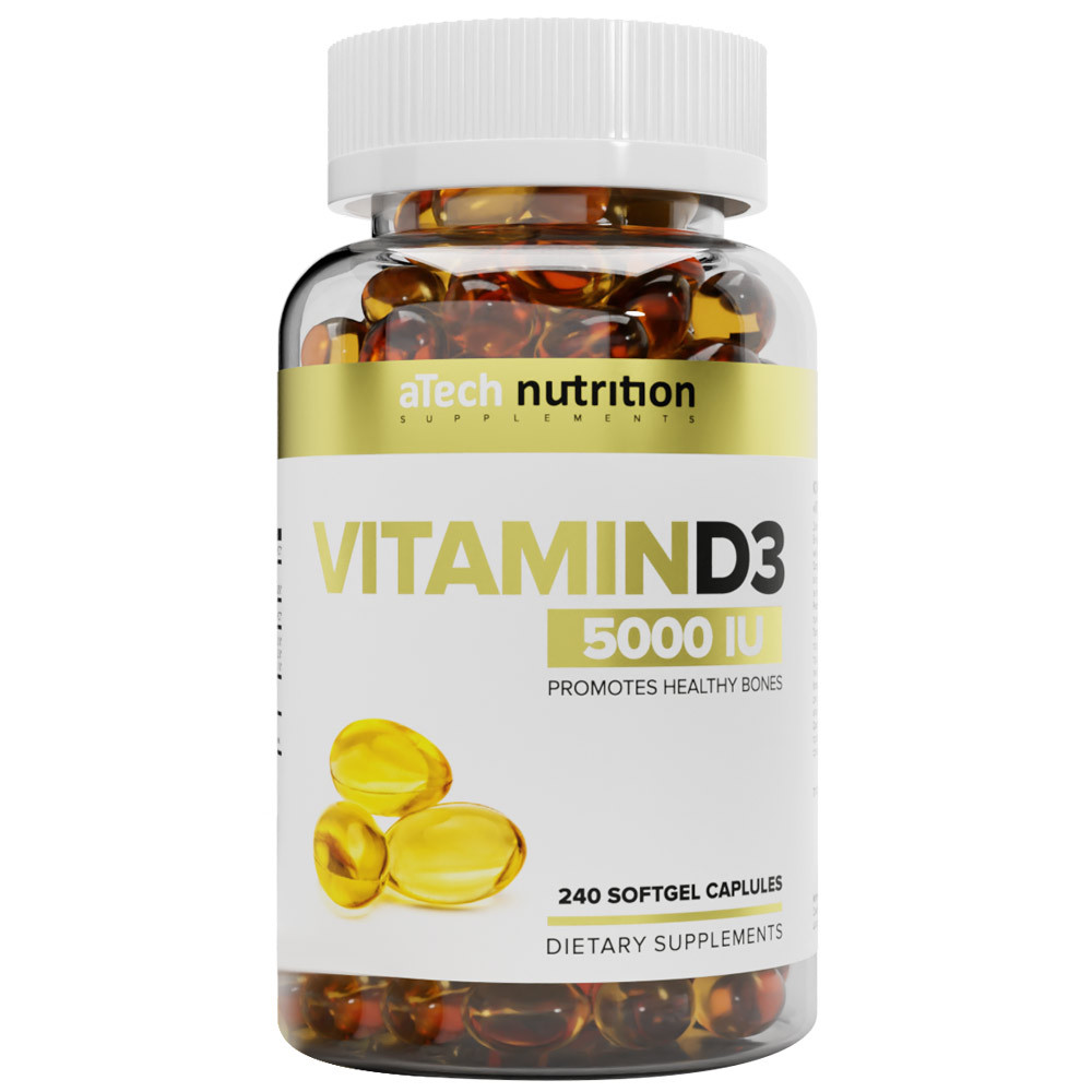 Купить Витамин D3 aТech Nutrition 5000 МЕ гелевые капсулы 240 шт., aTech Nutrition