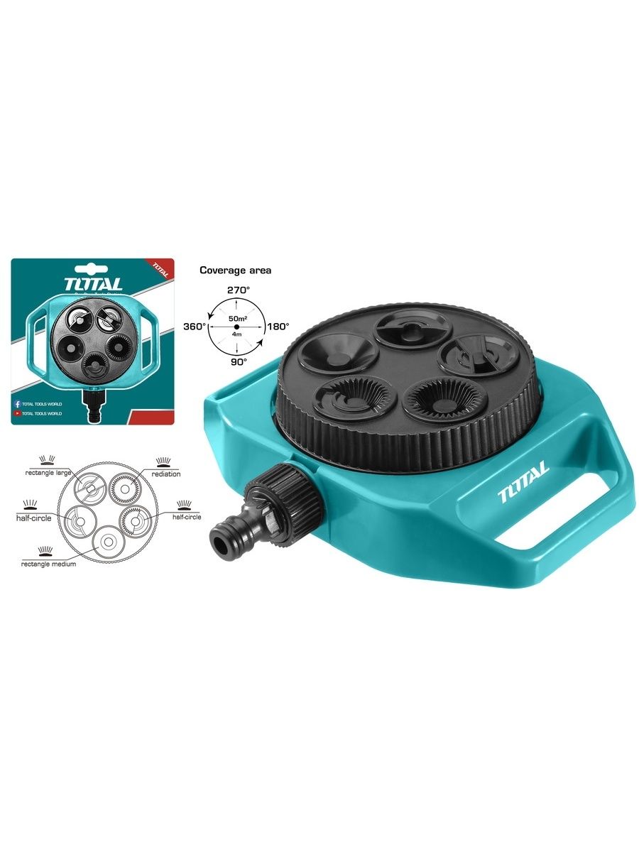

Пластиковый дождеватель-ороситель Total Tools THPS63022 5в1, коннектор 3/4