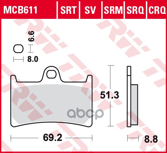 

Торм.колодки дисковые MCB611SV