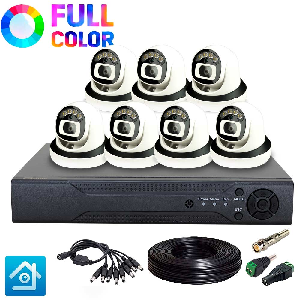 Комплект видеонаблюдения AHD 2Мп Ps-Link KIT-A207HDC 7 камер для помещения FullColor