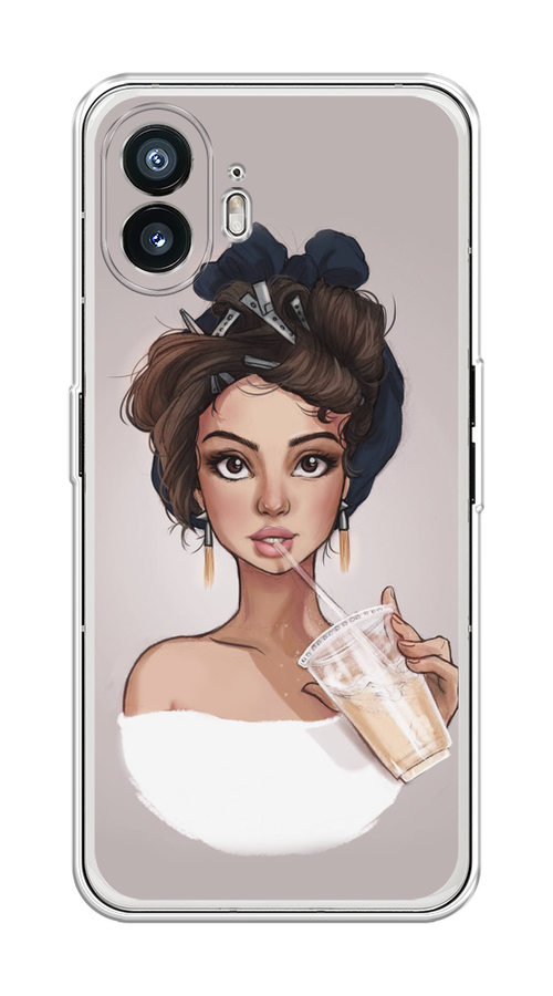 

Чехол на Nothing Phone (2) "Девушка с фраппе", Серый, 3300250-1