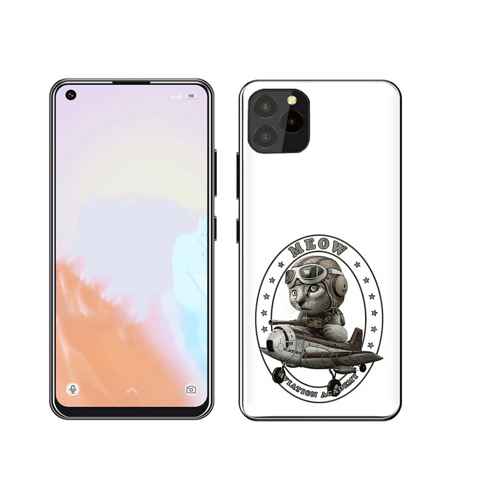 

Чехол MyPads Tocco для Oukitel C21 Pro кот в самолете, Прозрачный, Tocco