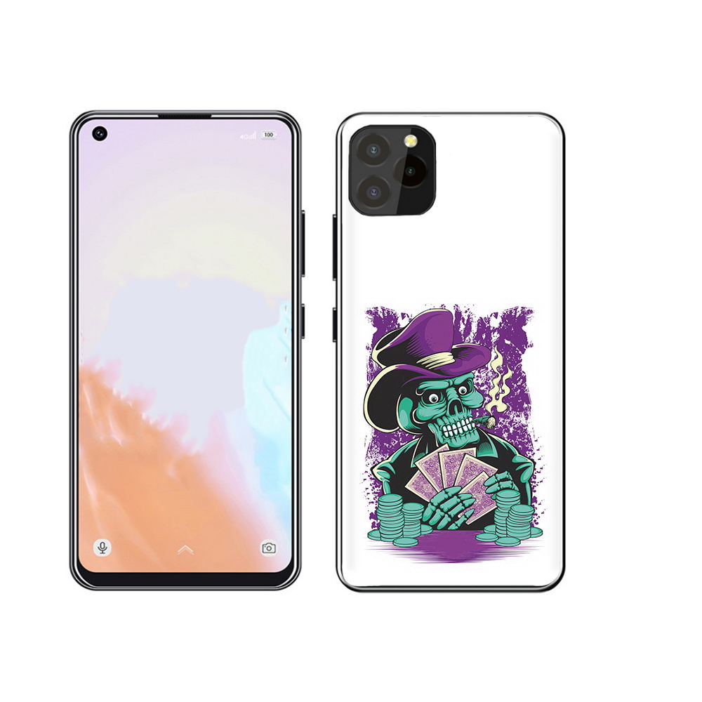 

Чехол MyPads Tocco для Oukitel C21 Pro зеленый череп с картами, Прозрачный, Tocco