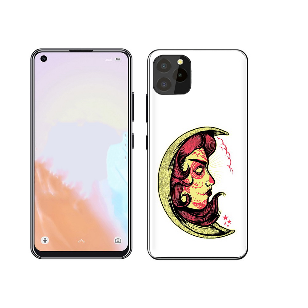 

Чехол MyPads Tocco для Oukitel C21 Pro желтый полумесяц с лицом девушки, Прозрачный, Tocco