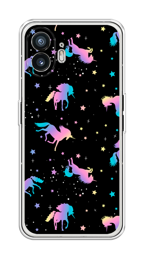 

Чехол на Nothing Phone (2) "Единороги градиент", Черный;розовый;голубой, 3300250-1
