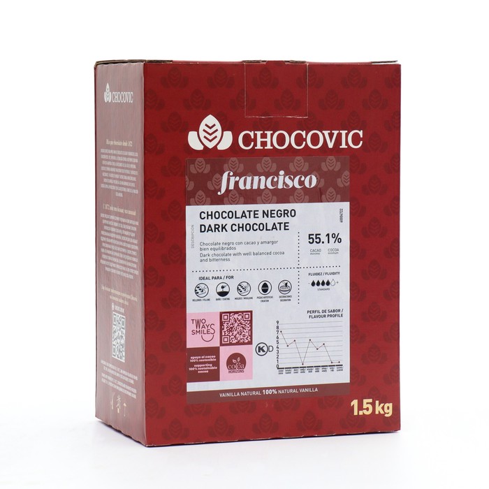 Шоколадная масса темная Chocovic Francisco 55,1% диски, 1,5 кг