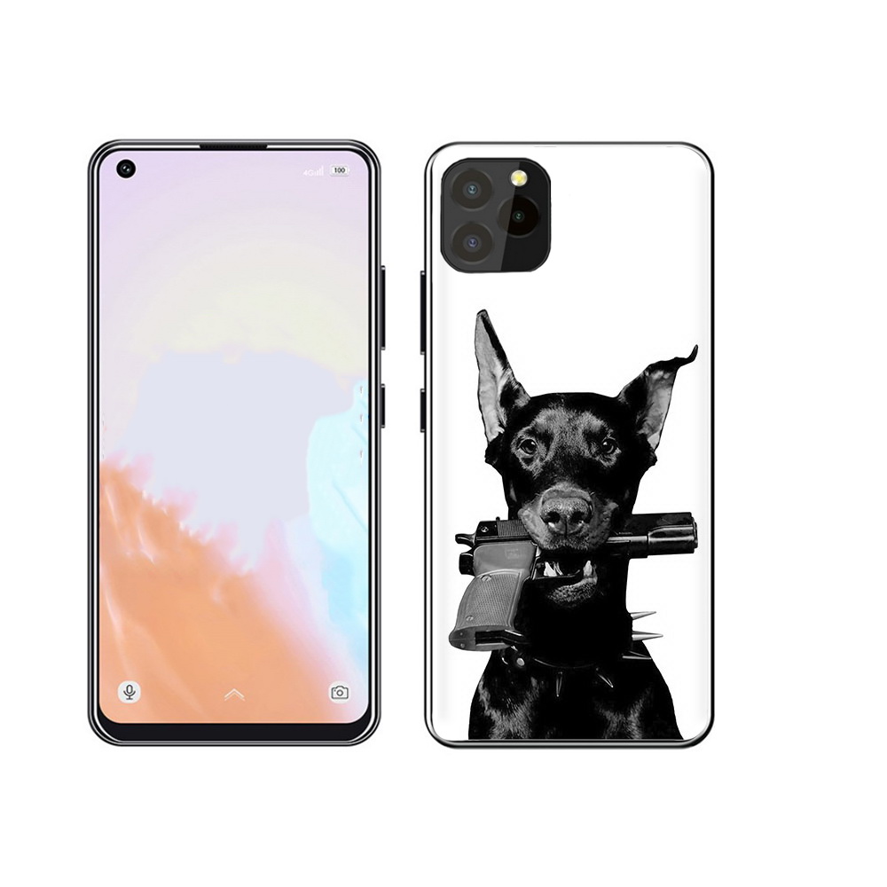 

Чехол MyPads Tocco для Oukitel C21 Pro доберман с пистолетом, Прозрачный, Tocco