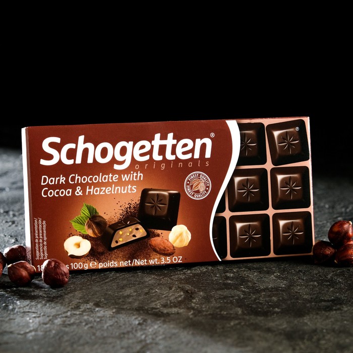 Шоколад темный Schogetten Dark Chocolate with Cocoa & Hazelnuts 100 г