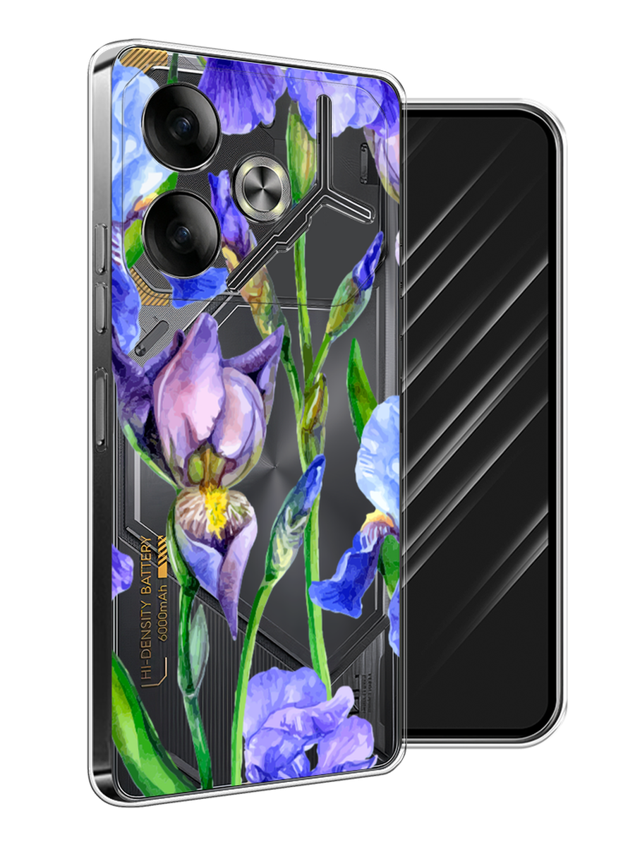 

Чехол Awog на Tecno Pova 6 "Синие ирисы", Фиолетовый;голубой;зеленый, 305350-1