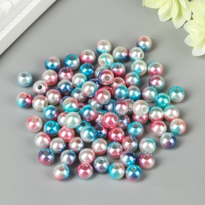 

Набор бусин для творчества пластик "Градиент гол-розовый", 20г d=0,8см, МИКС отверстия/без, Basic