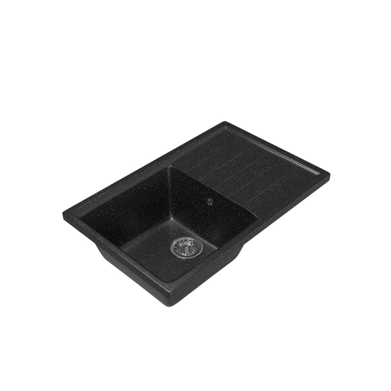 Мойка для кухни Mixline 75х49,5 с крылом, иск.камень, черная ML-GM19 (308)