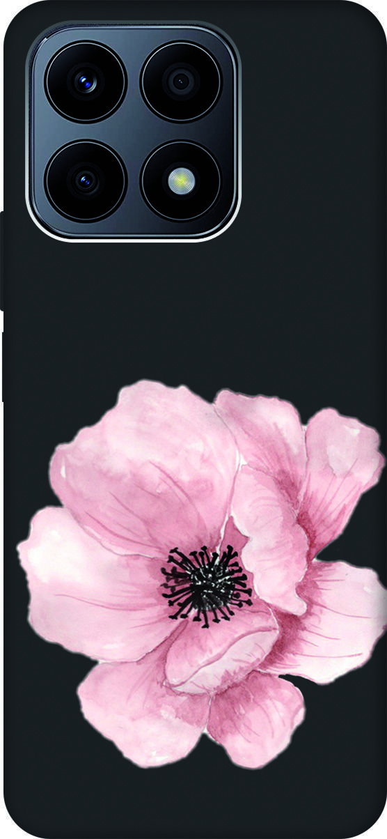 

Матовый Soft Touch Чехол на Honor X8a с 3D принтом "Pink Flower" черный, Черный;белый, 158896