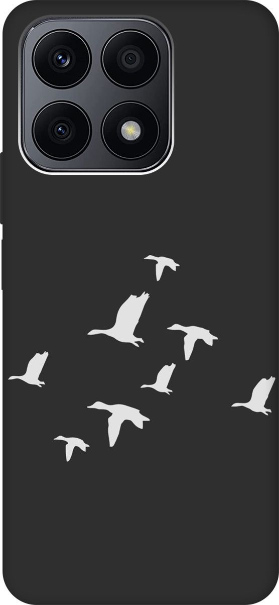 

Матовый Soft Touch Чехол на Honor X8a с 3D принтом "Flock of Ducks W" черный, Черный;серый, 158896
