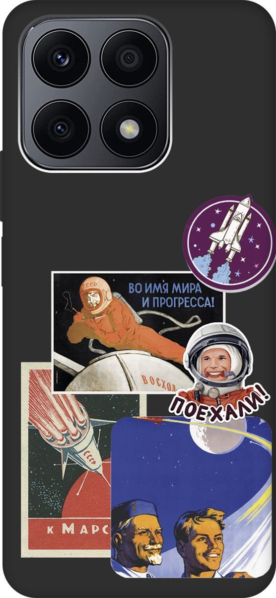 

Чехол на Honor X8a с 3D принтом "Yuri Gagarin Stickers" черный, Черный;белый, 158896