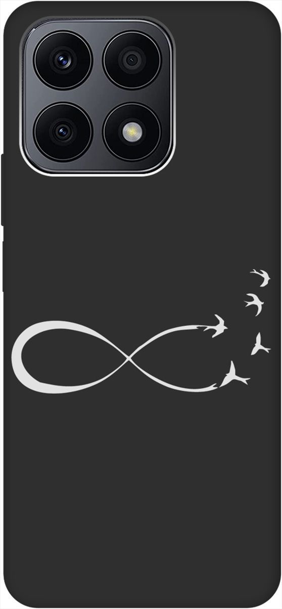 

Матовый Soft Touch Чехол на Honor X8a с 3D принтом "Infinity W" черный, Черный;серебристый, 158895