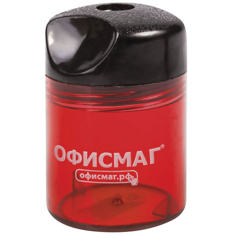 

Точилка ОФИСМАГ с контейнером, пластиковая, цилиндрическая, красная, 226940, (4шт.), Красный