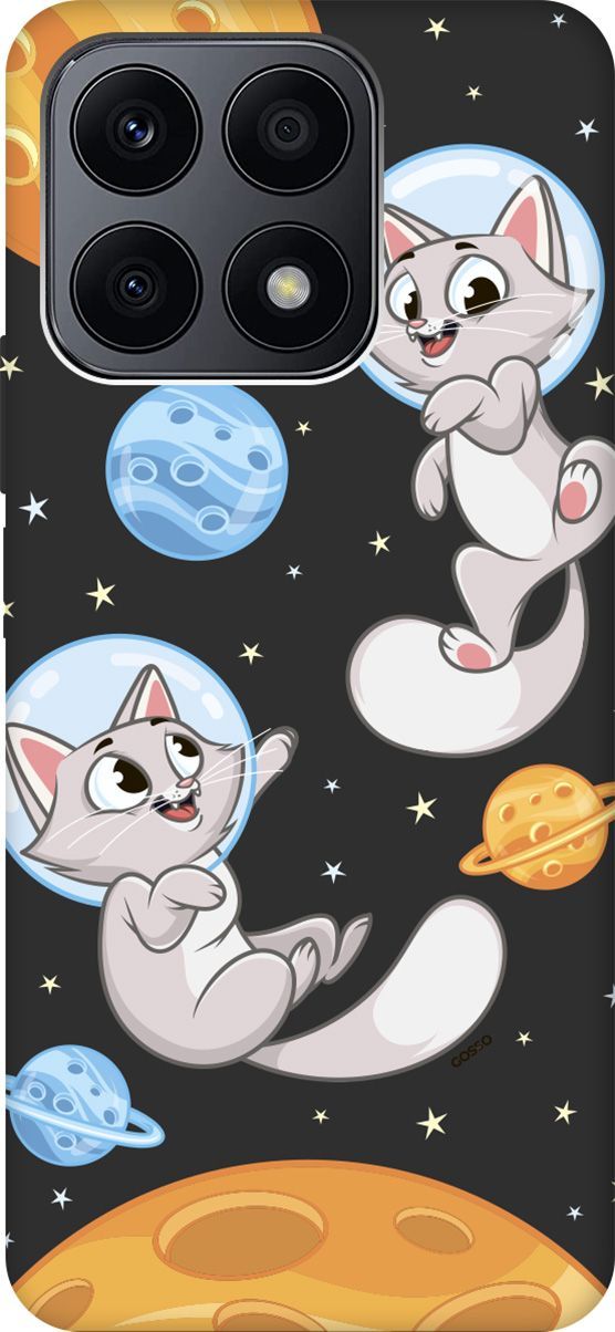 

Матовый Soft Touch Чехол на Honor X8a с 3D принтом "CosmoCats" черный, Черный;серый, 158894