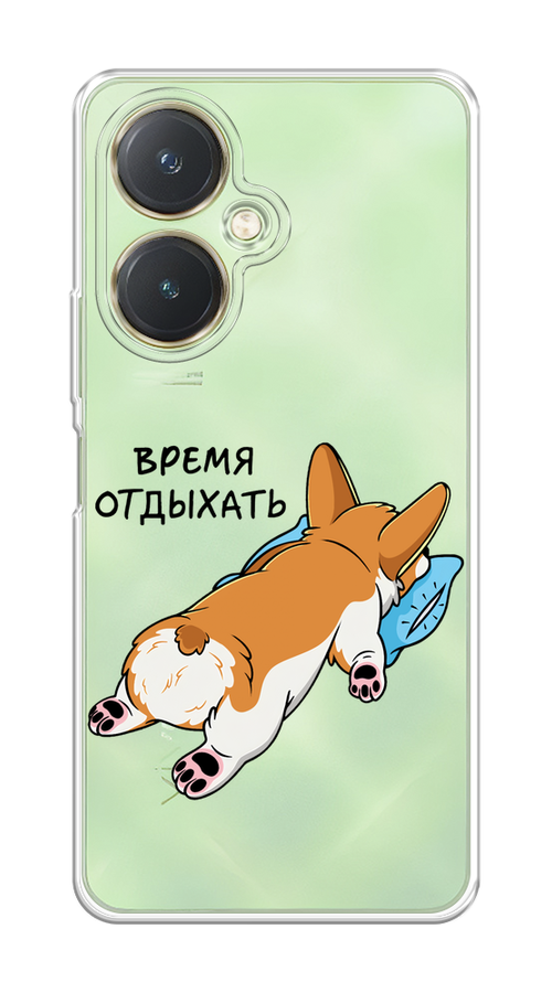 

Чехол на Vivo Y27 4G "Корги отдыхает", Черный;коричневый;голубой, 269150-1