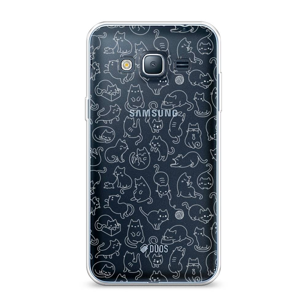 

Чехол Awog на Samsung Galaxy J3 2016 / Самсунг J3 2016 "Шкодливые котики", Черный;белый;серый, 22450-2