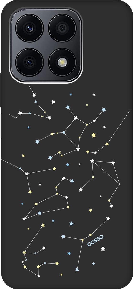 

Матовый Soft Touch Чехол на Honor X8a с 3D принтом "Constellations" черный, Черный;белый, 158894