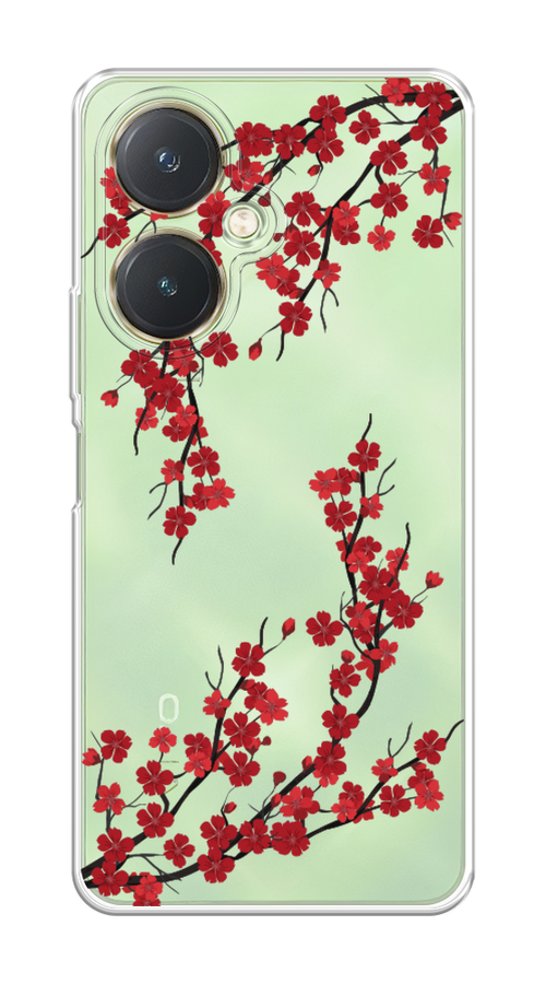 

Чехол на Vivo Y27 4G "Красная сакура", Красный;черный, 269150-1