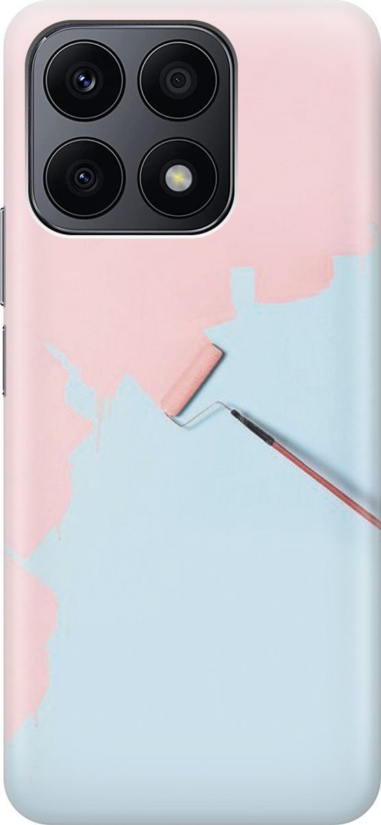 

Чехол на Honor X8a с эффектом блеска "Голубая стена, розовая краска", Голубой;розовый, 158886