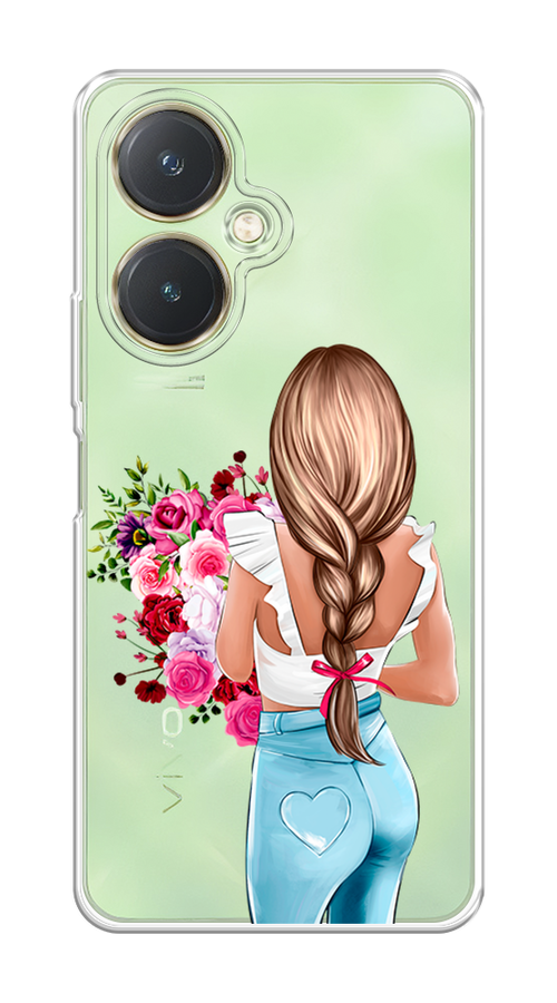

Чехол на Vivo Y27 4G "Девушка с цветами", Коричневый;розовый;бирюзовый, 269150-1