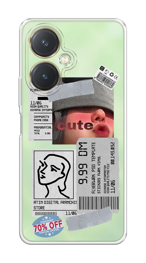 

Чехол на Vivo Y27 4G "Cute girl collage", Розовый;серый;голубой, 269150-1