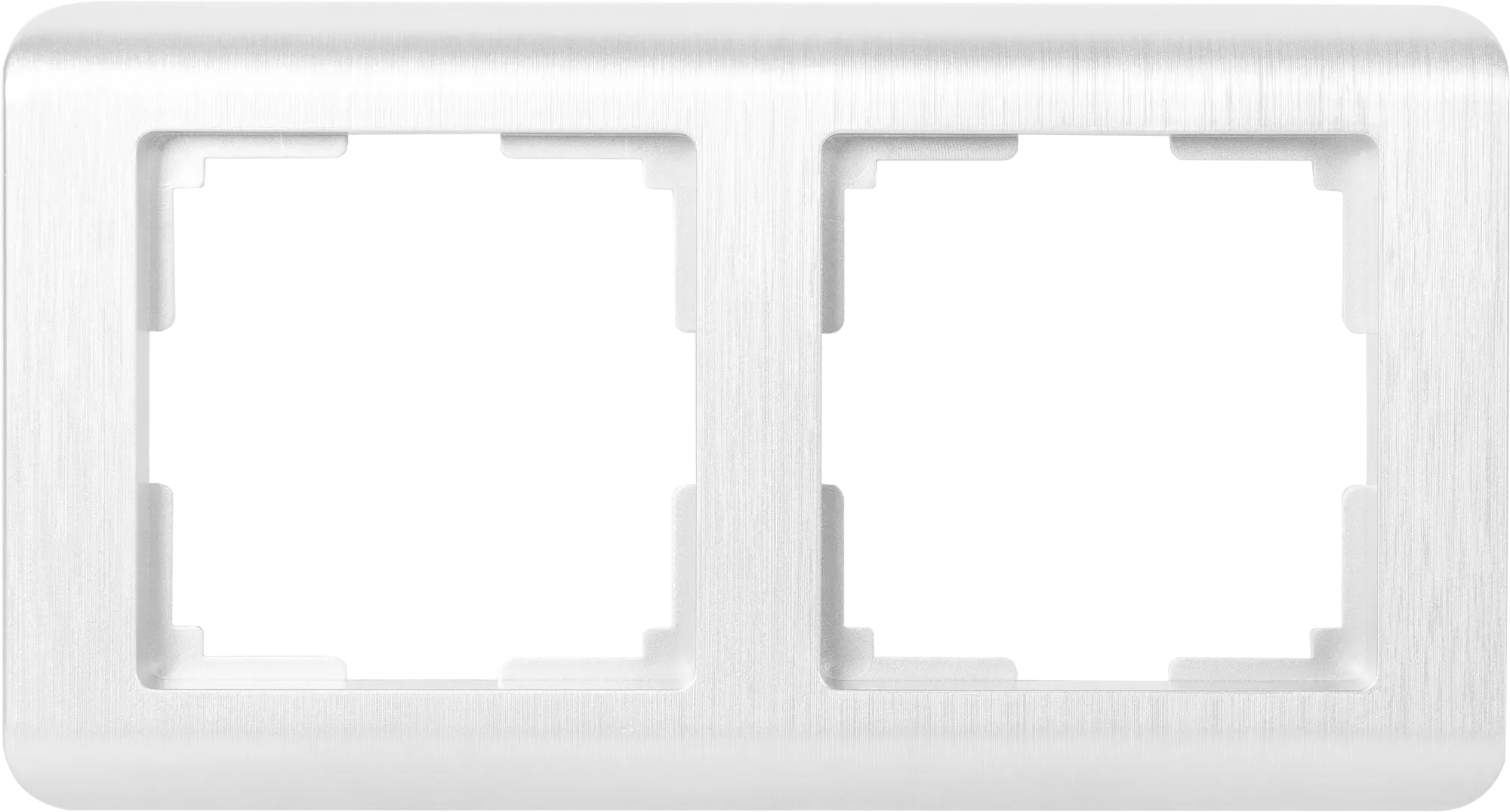 Рамка для розеток и выключателей Werkel Stream 2 поста, цвет серебряный рифленый рамка на 4 поста серебряный werkel wl12 frame 04 w0042106