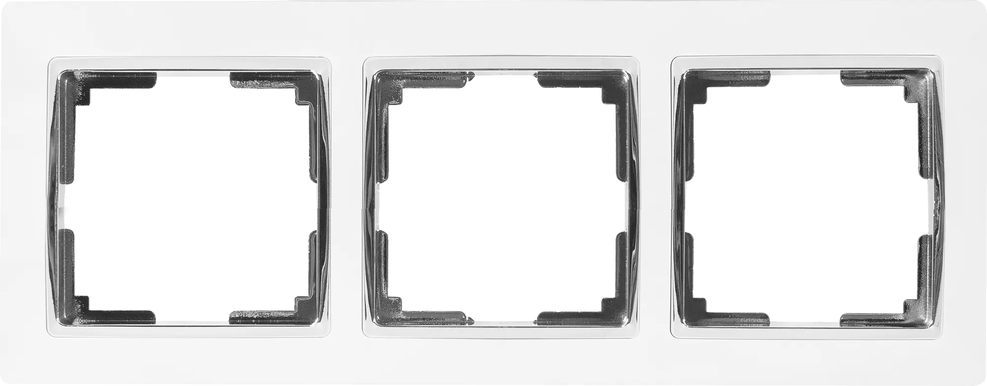 Рамка для розеток и выключателей Werkel Snabb 3 поста, цвет белый/хром рамка для розеток и выключателей werkel snabb 2 поста белый хром