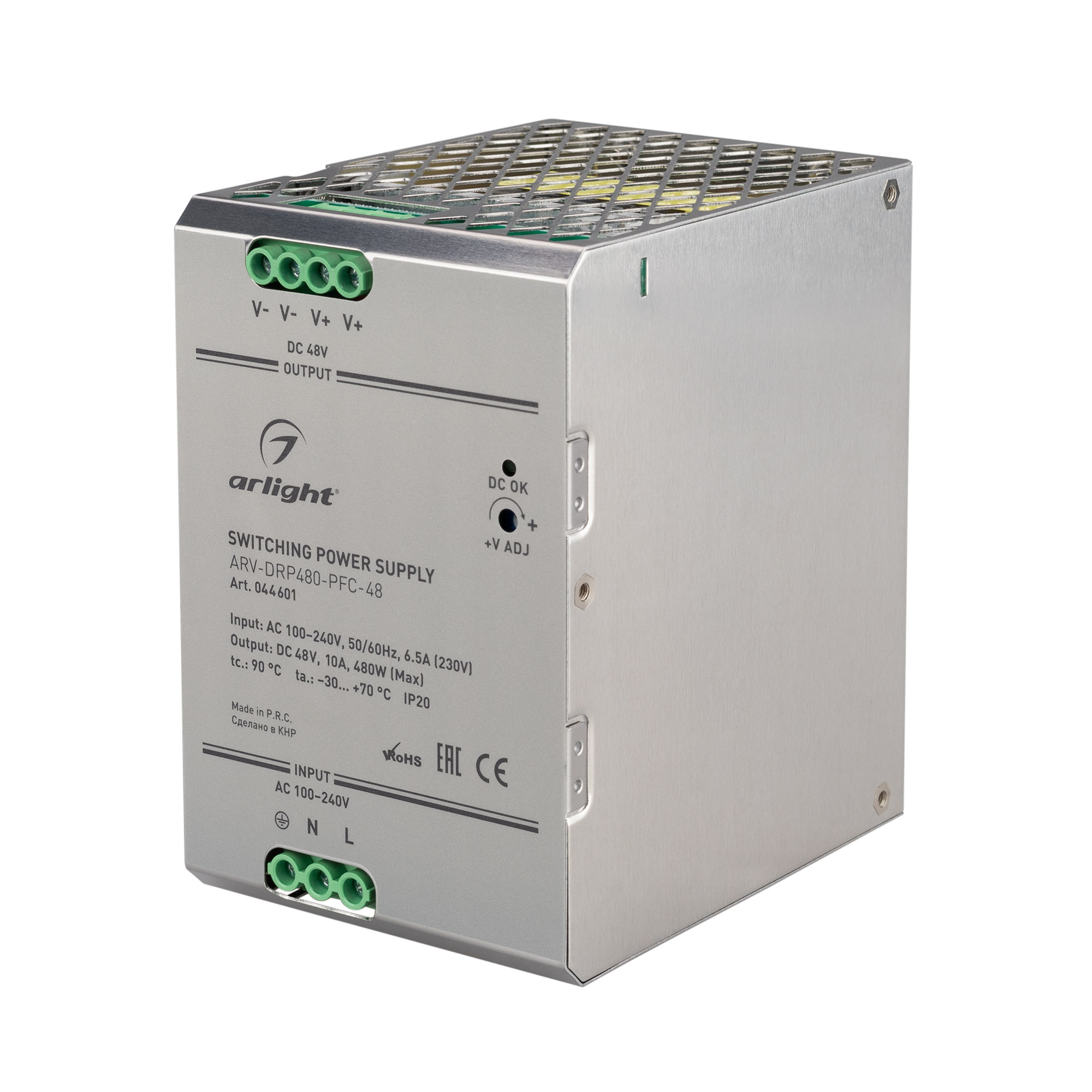 

Блок питания Arlight ARV-DRP480-PFC-48 (48V, 10A, 480W), 044601, Серебристый, 044601