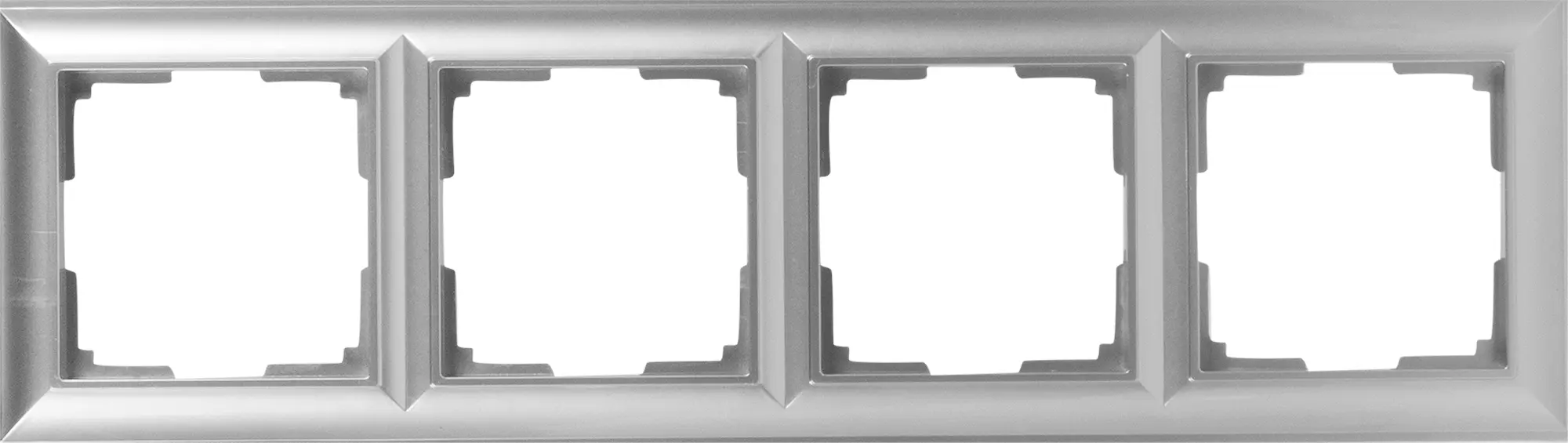 Рамка для розеток и выключателей Werkel Fiore 4 поста, цвет серебряный
