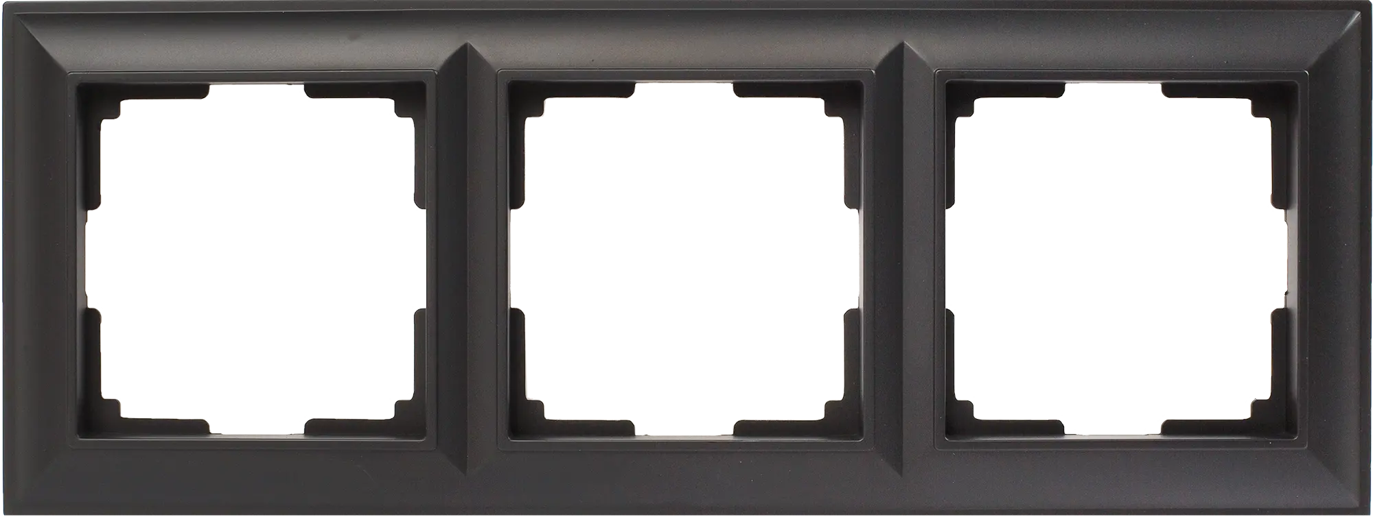 Рамка для розеток и выключателей Werkel Fiore 3 поста, цвет чёрный матовый рамка для розеток и выключателей werkel stark 2 поста чёрный матовый