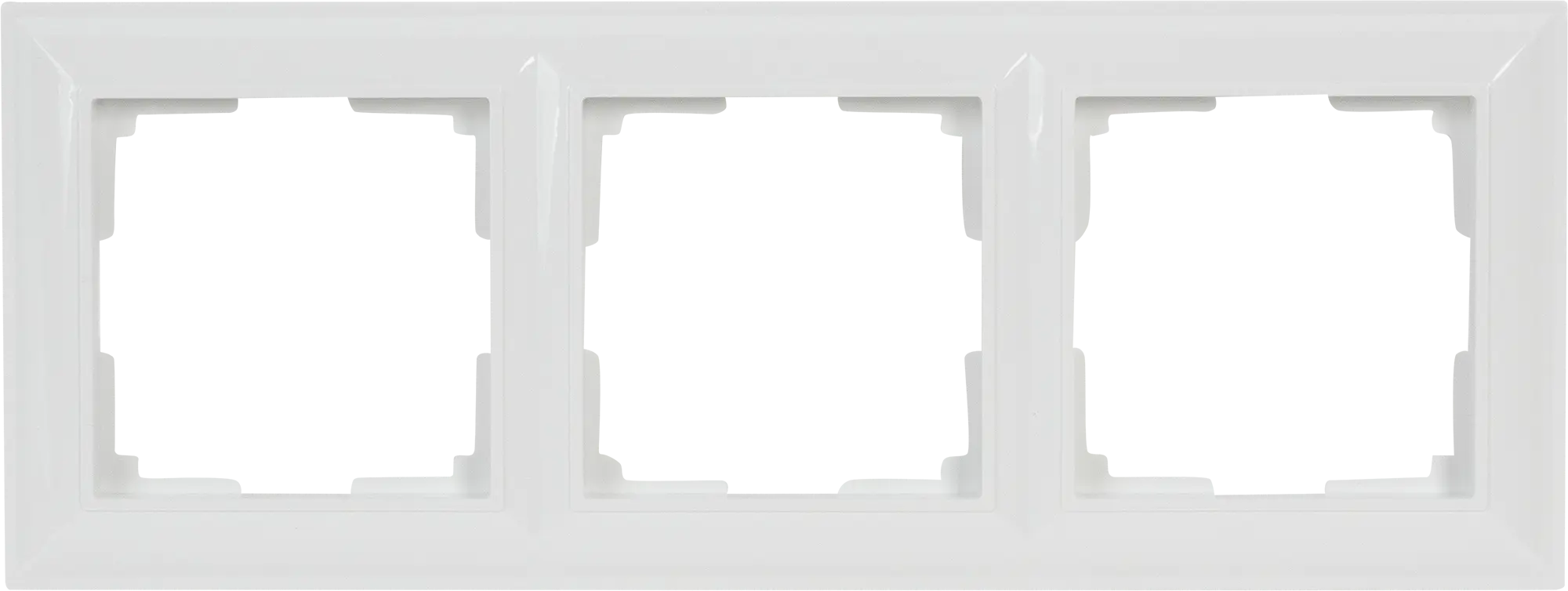 Рамка для розеток и выключателей Werkel Fiore 3 поста, цвет белый