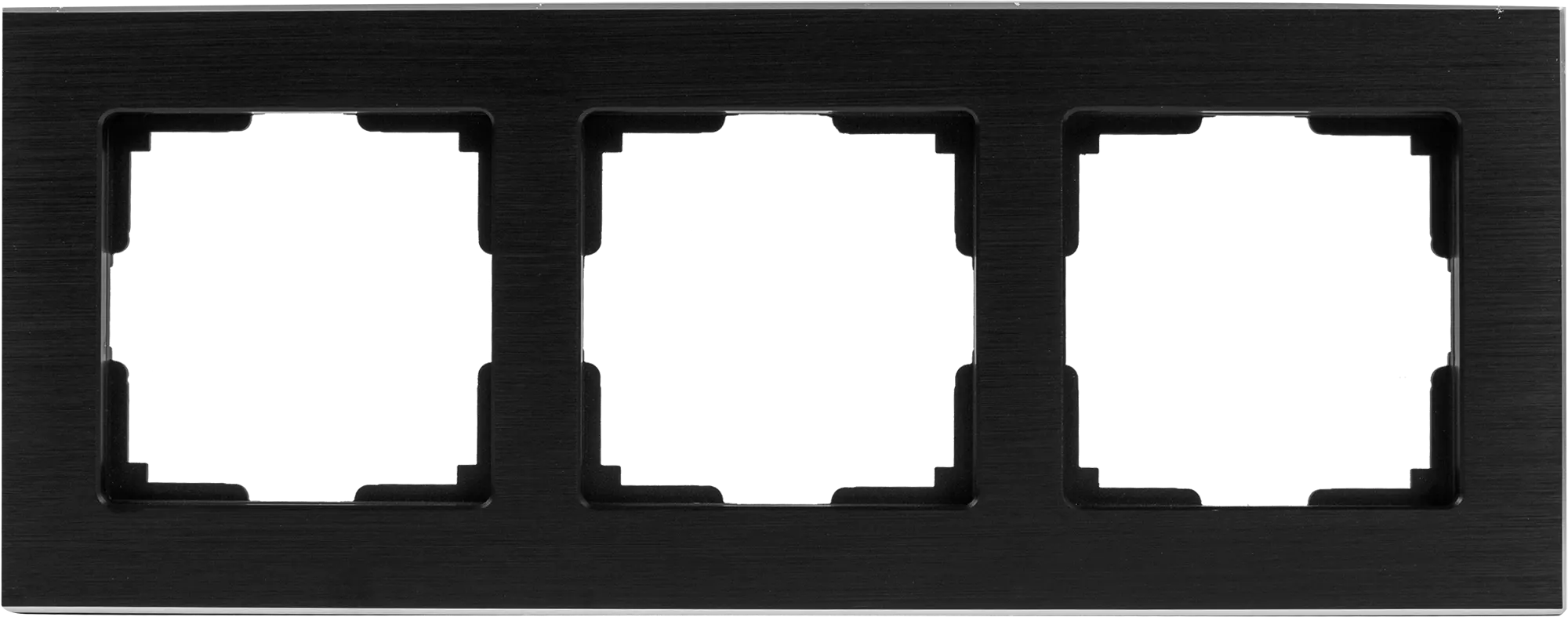 Рамка для розеток и выключателей Werkel Aluminium 3 поста, металл, цвет черный алюминий