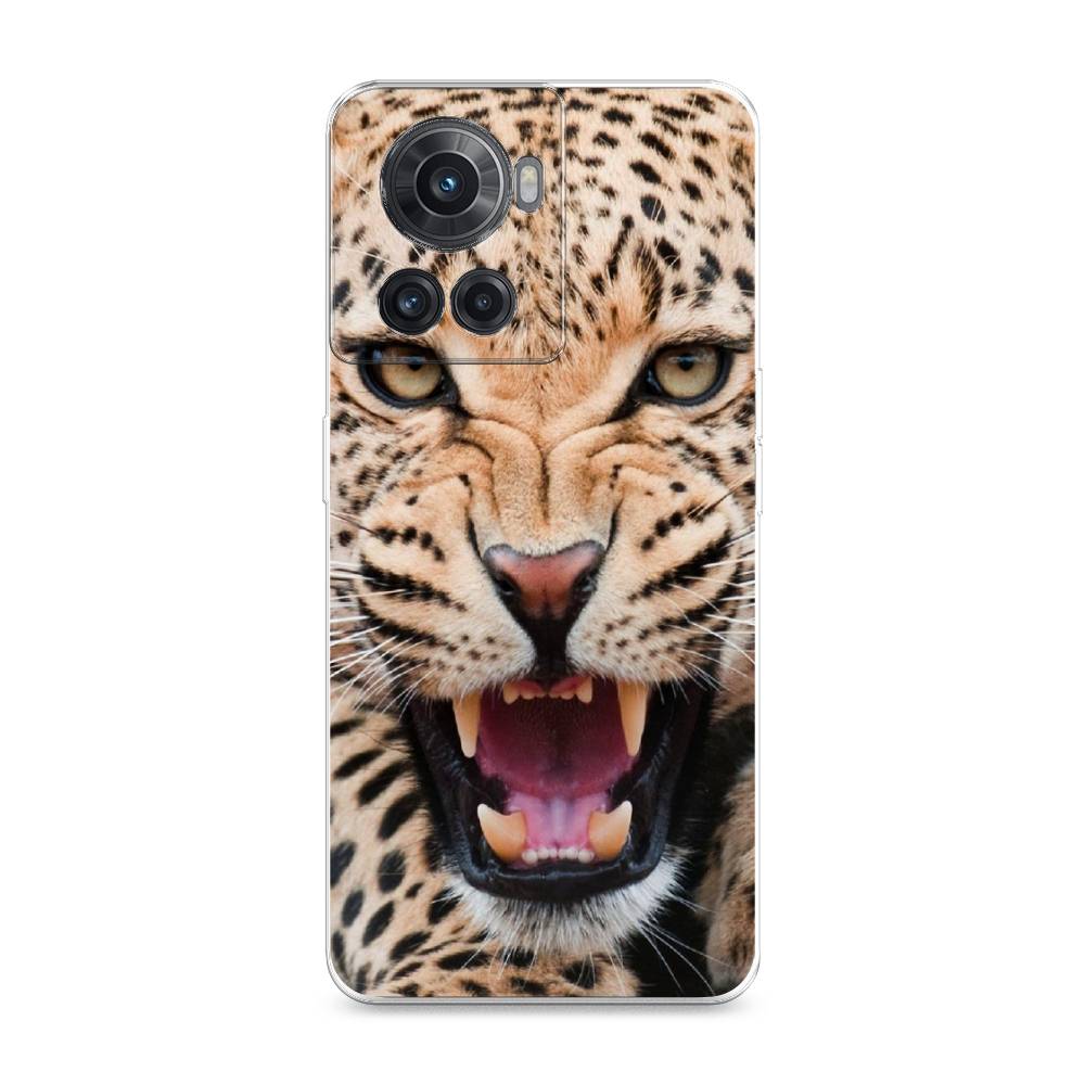 

Чехол на OnePlus 10R "Леопард 3d", Бежевый;черный, 152950-6
