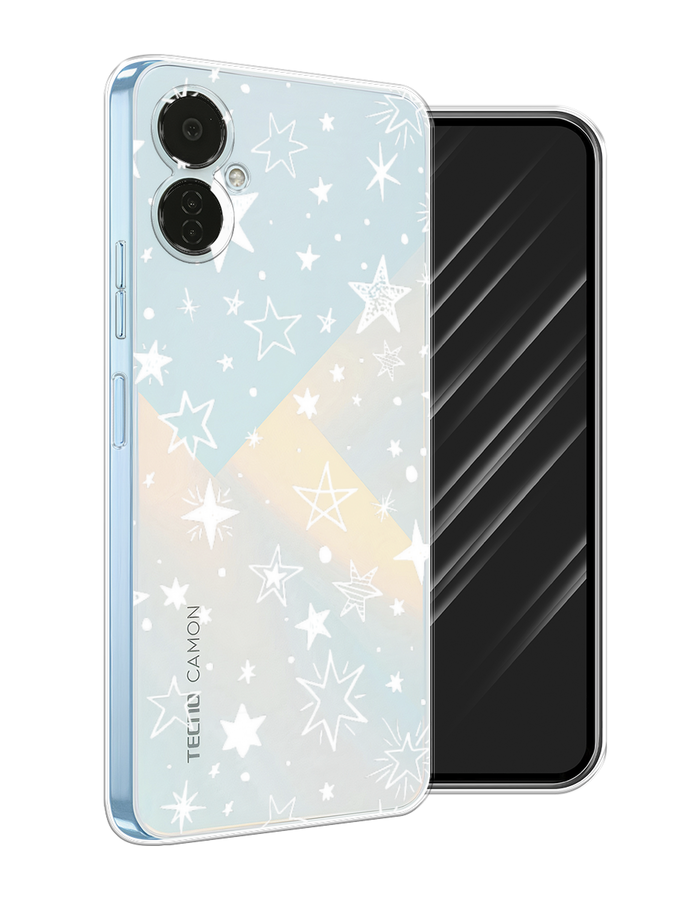 

Чехол Awog на Tecno Camon 19 Neo "Звездочки графика белая", Белый;прозрачный, 302350-7