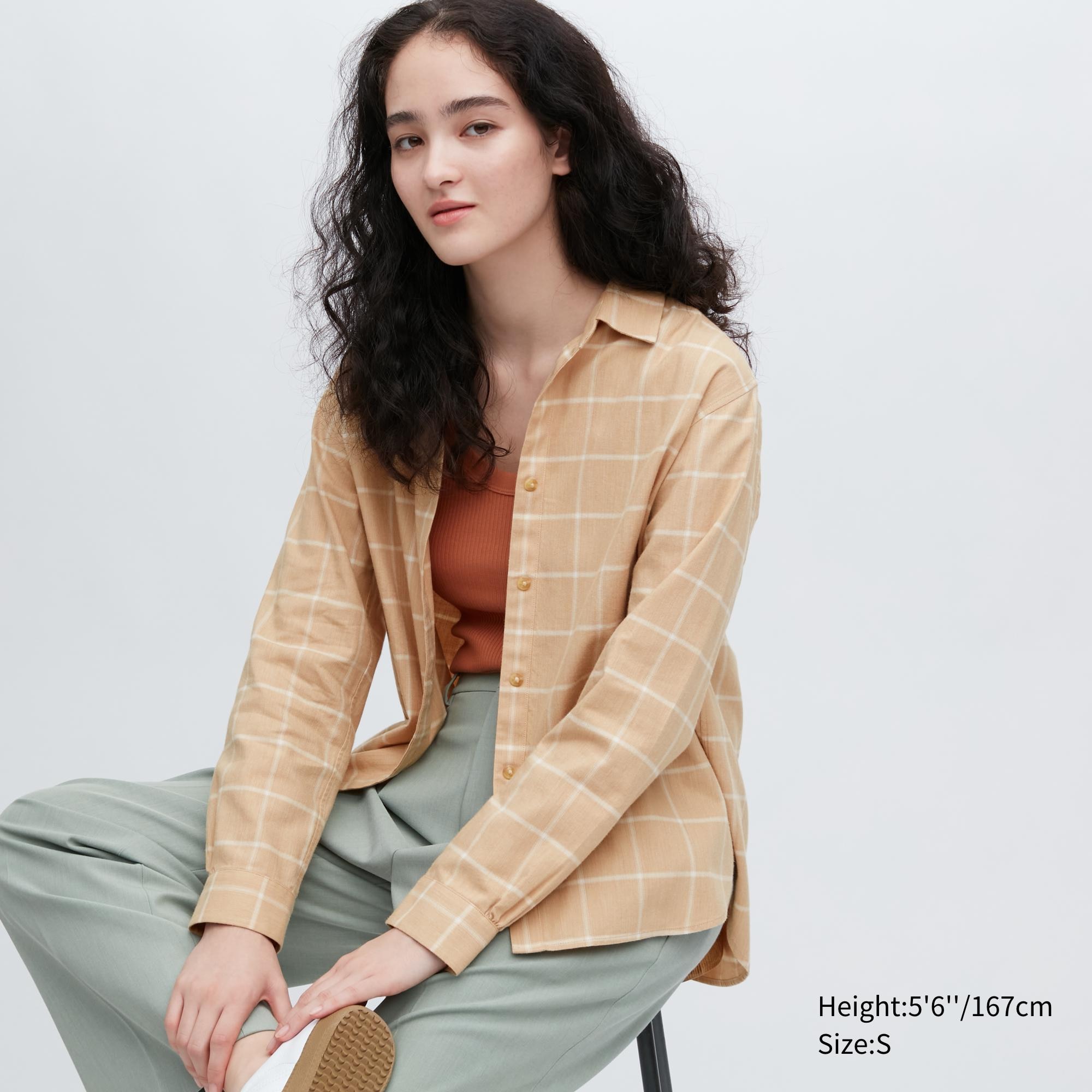 Рубашка женская UNIQLO 455745COL32 бежевая 2XS (доставка из-за рубежа)