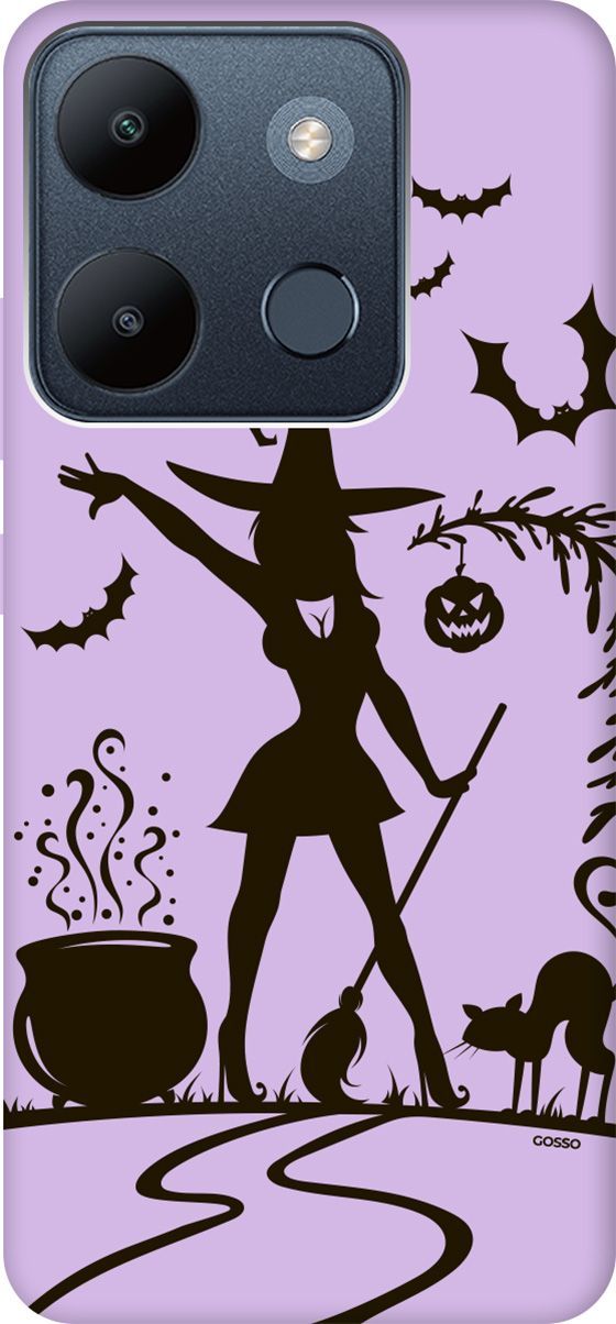 

Чехол на Infinix Smart 7/Tecno Spark Go 2023/Pop 7 Pro "Witch and Boiler" сиреневый, Фиолетовый;красный, 158871
