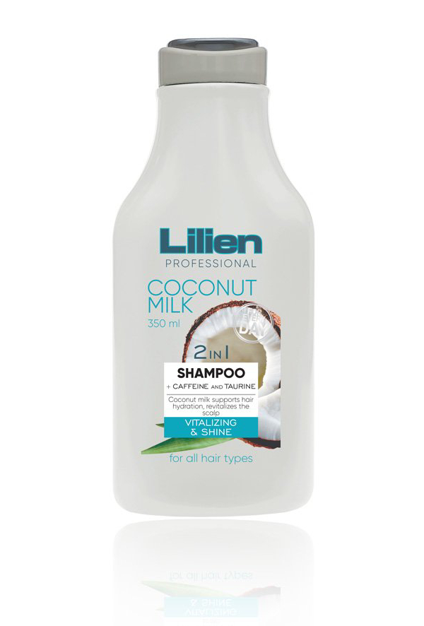 Шампунь Lilien Coconut Milk для всех типов волос, с кофеином и кокосовым молочком, 350 мл