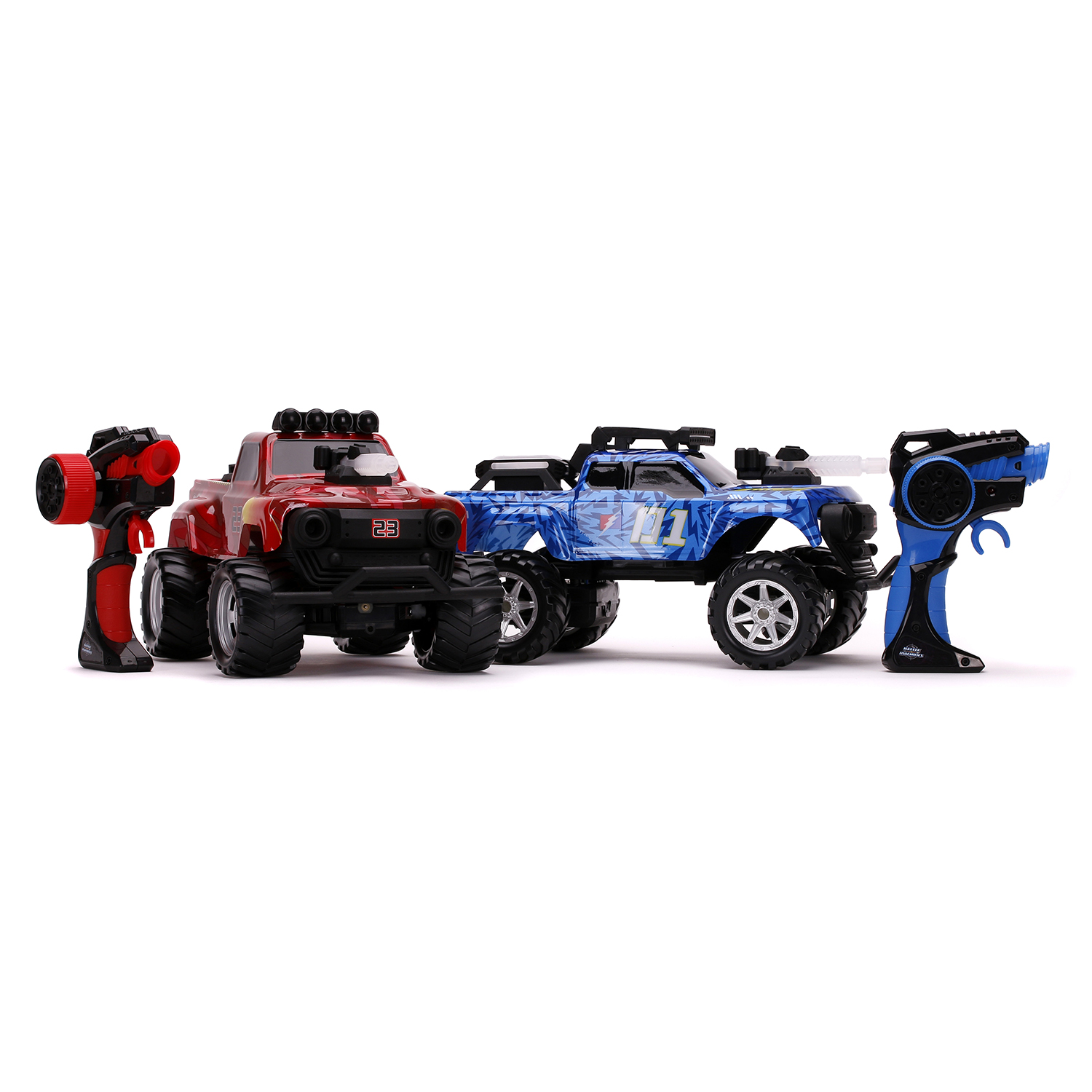 Набор р/у машинок Jada Toys Battle Machines Trucks 1:16 R/C Twin Pack 4006333068928 игровой набор jada toys транспорт бэтман бэтман с скоростным бэтмобилем 15 см